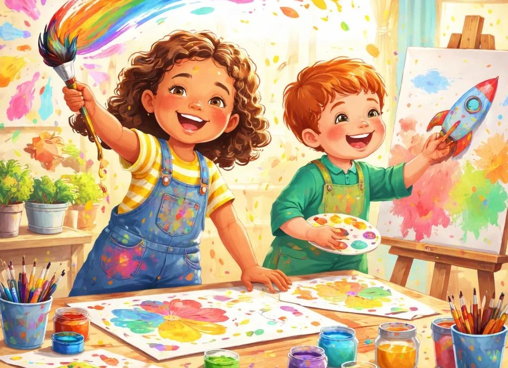 учимся рисовать 🎨 корову поэтапно красками для детей 0+