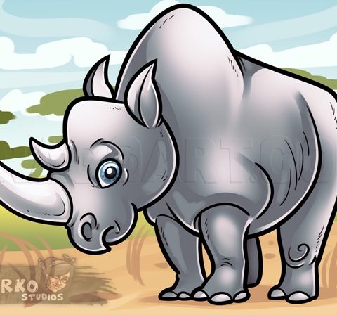 Как Нарисовать Белого Носорога